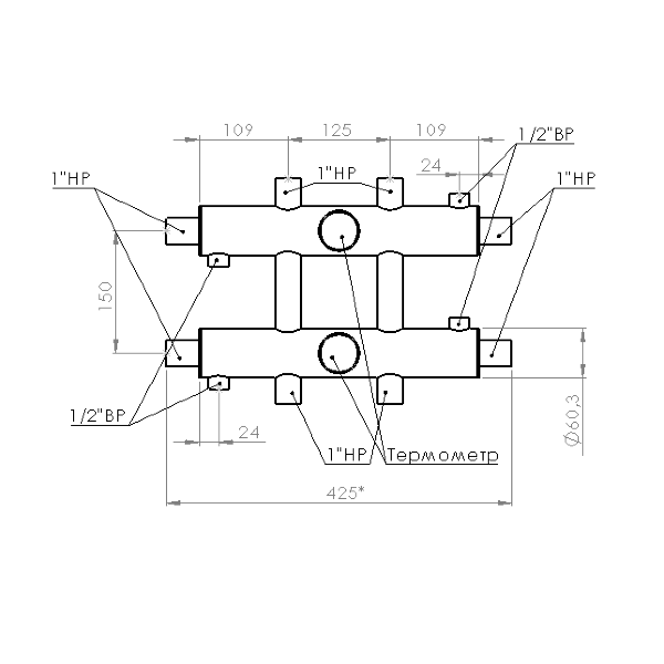 Купить Распределительный коллектор 60 кВт, 3 контура Прокситерм GK253 - Вид №4
