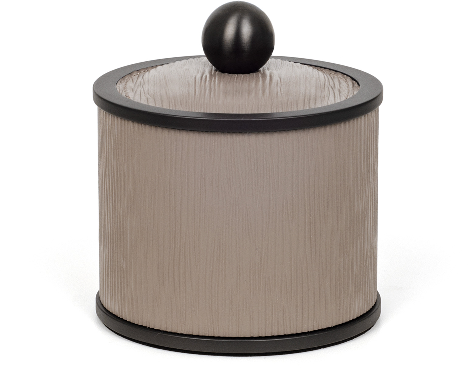 Держатель для ватных дисков Olimpia круглый - Ø 10,7XH11 см / металлическая отделка_вороненая латунь / плетеная кожа_кофе