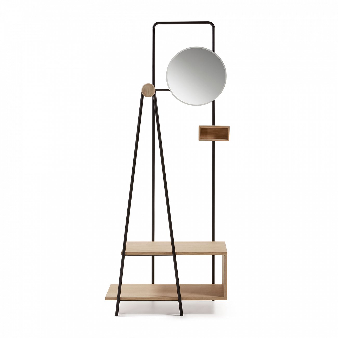 Вешалка напольная с полкой и зеркалом Nostalgic от La Forma LA FORMA NOSTALGIC 00-3864974 Бежевый;зеркальный;черный  - Вид №1