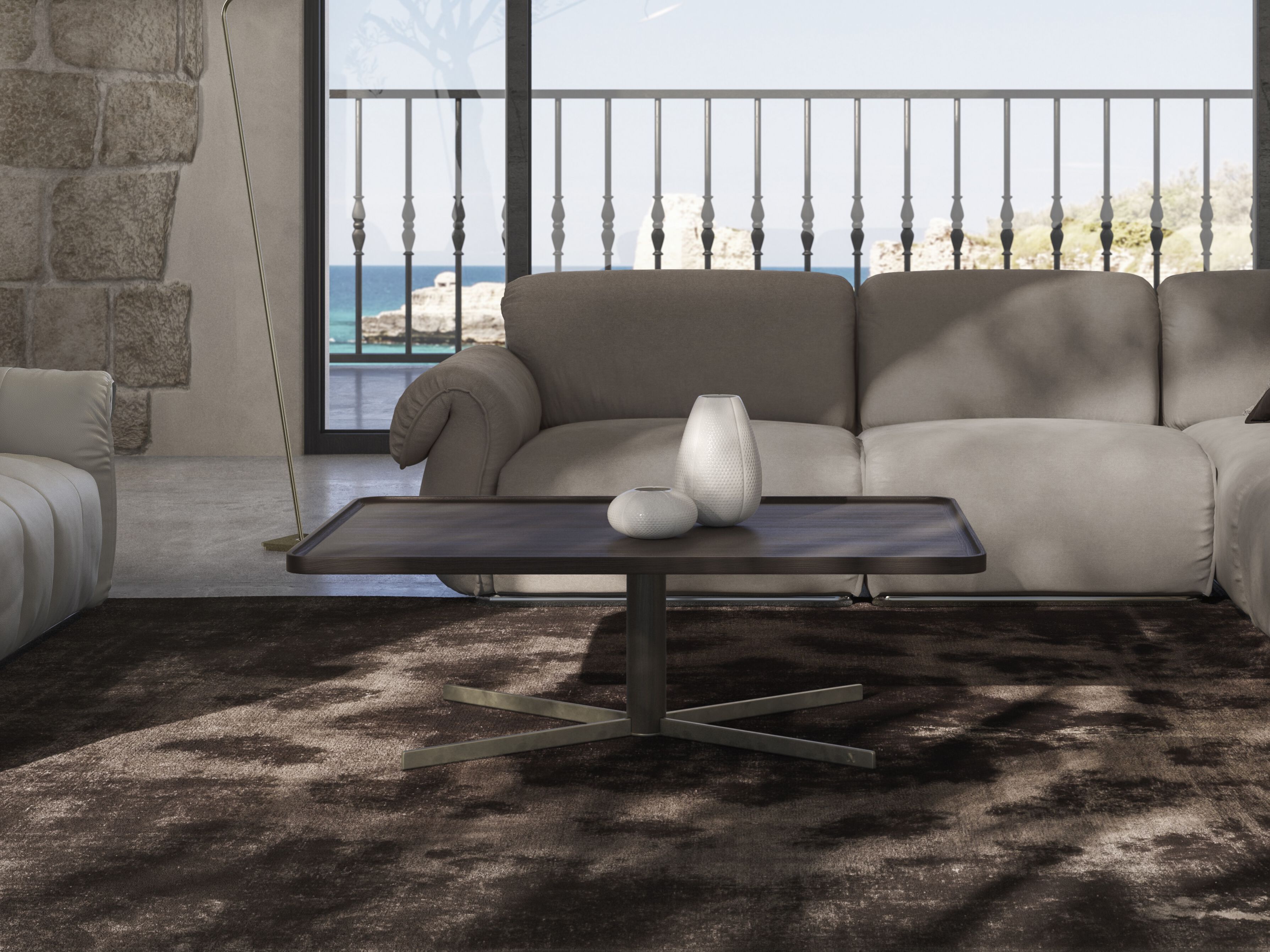 Низкий прямоугольный журнальный столик с деревянной столешницей Natuzzi Italia Icon ARCH-00131746 - Вид №2