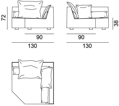 Gervasoni Угловое кресло из ткани с подлокотниками More sun-id-1421220 - Вид №3