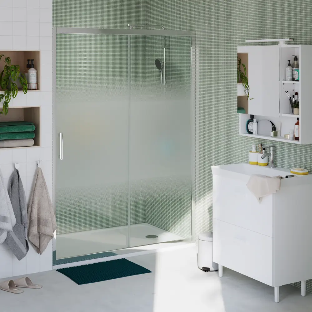 Комплект стекол для раздвижной душевой двери Sensea Easy 130 см стекло с шелкографией, цвет профиля на выбор 83631062 STLM-2163977 - Вид №31