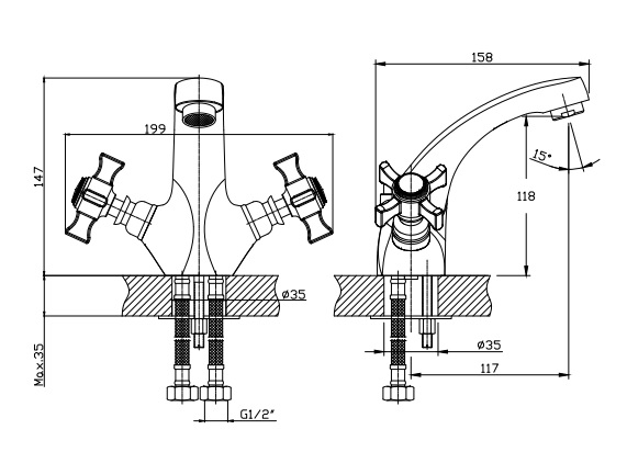 HB1024 Смеситель для раковины , хром Haiba  - Вид №2