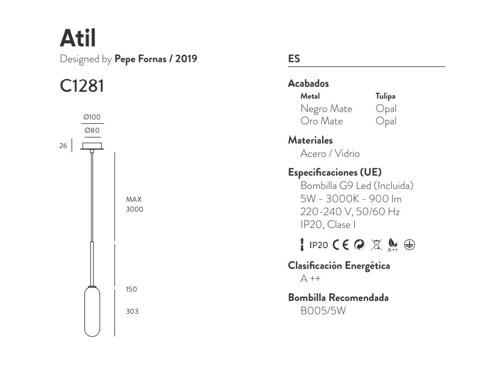 092132 Подвесной светильник черный Aromas del Campo Atil  - Вид №1