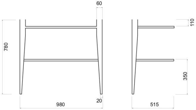 Tistme Стуктура стальная в комплекте с полкой для монтажа с раковиной GSG CERAMIC Time - Вид №1