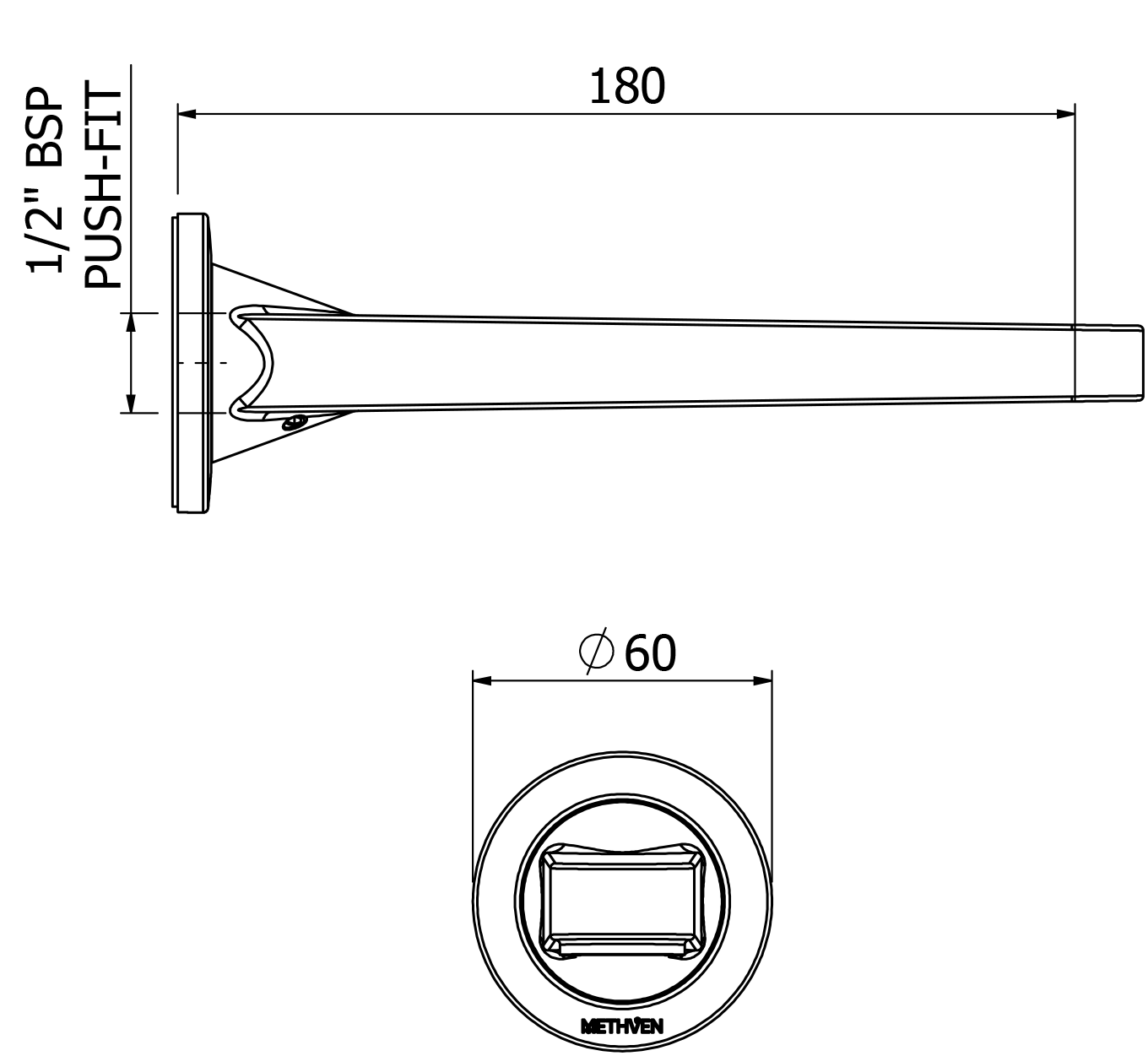 GLSPWBTCP Настенный излив для ванны Glide Methven Хром - Вид №1