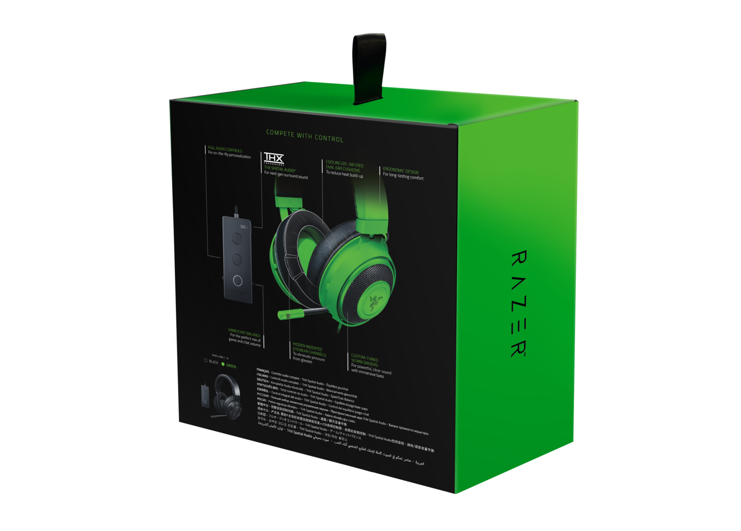 RZ04-02051100-R3M1 kraken tournament edition - wired gaming headset with usb audio controller - green - frml packaging Razer Santreyd  - Вид №7