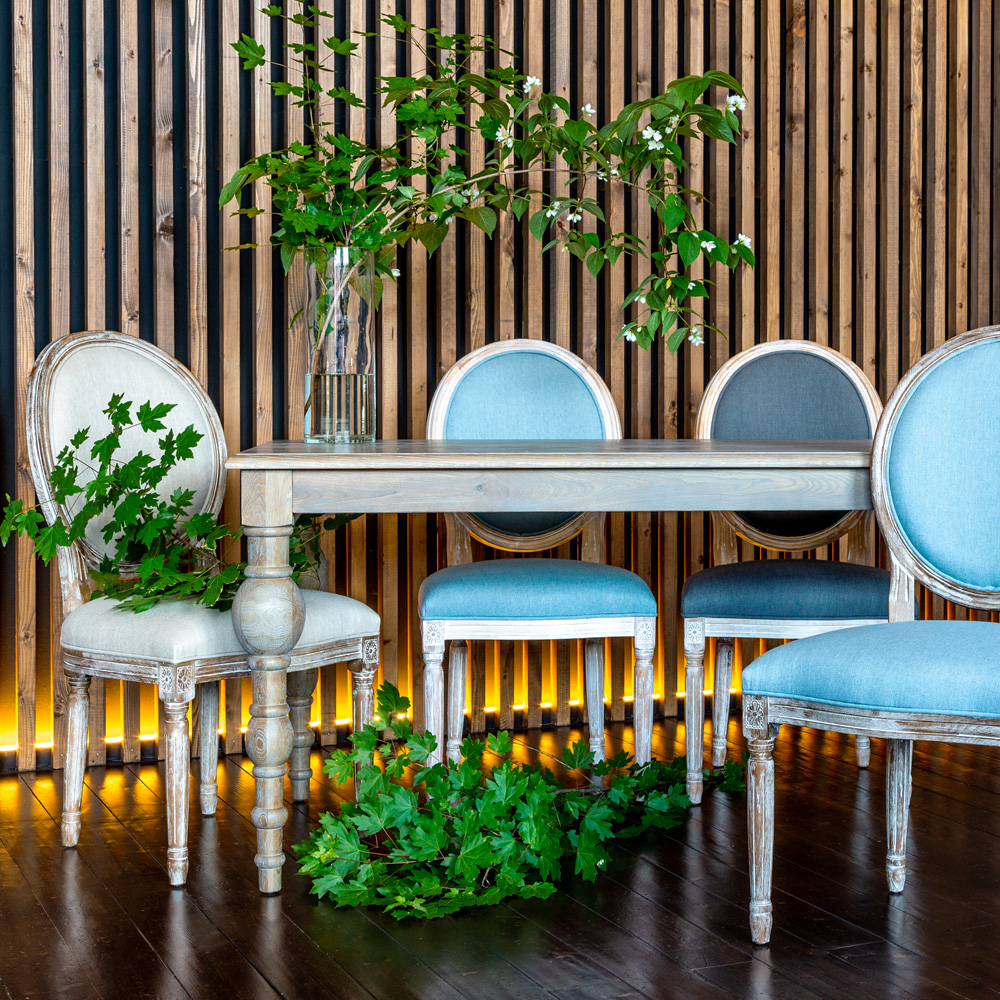 3113000 Стул «Луи / Пудровый голубой» (лен, белый жемчуг) Object Desire  - Вид №4