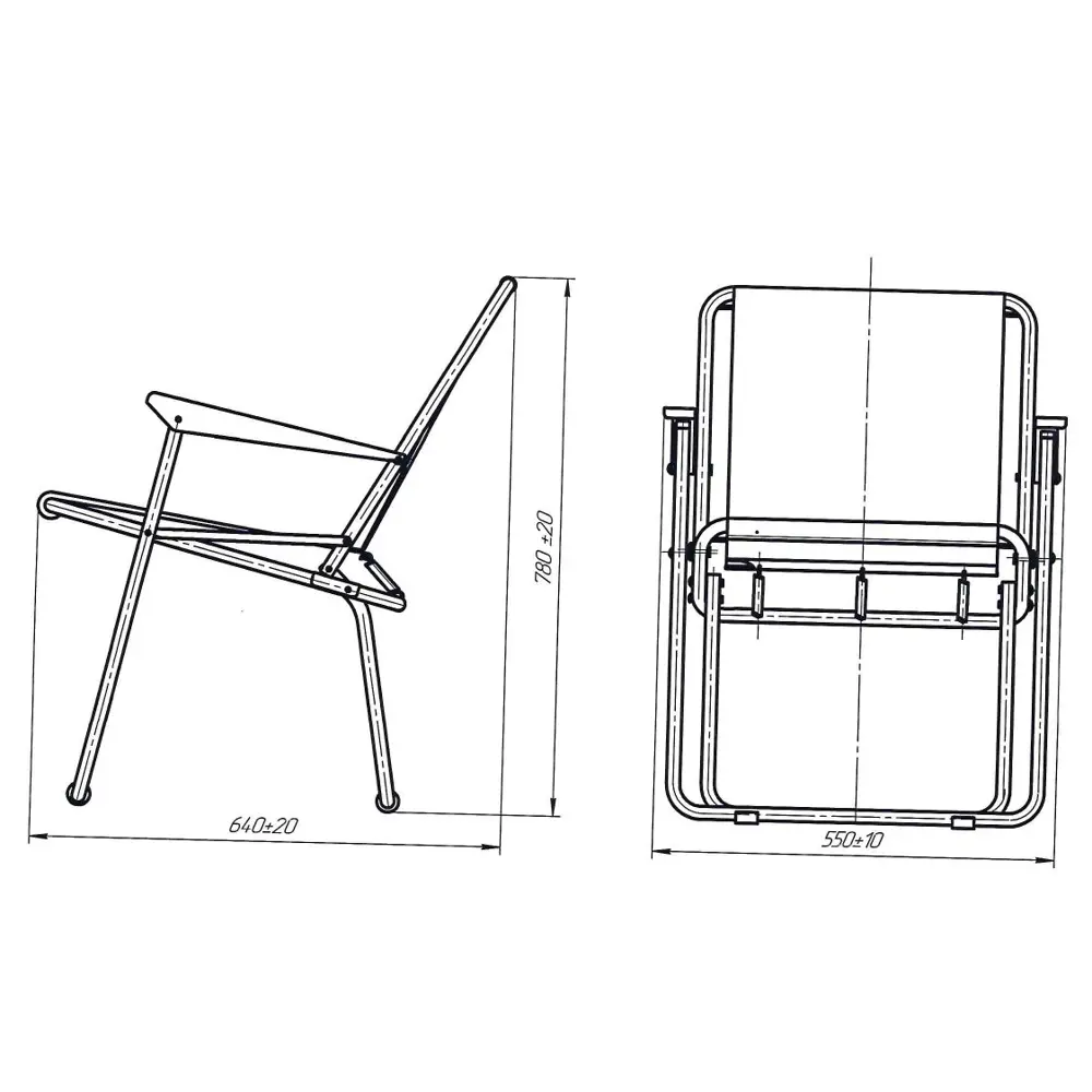 Кресло садовое складное Фольварк С565/95 55x64x78 см сталь красный Santreyd STLM-2120824 - Вид №2