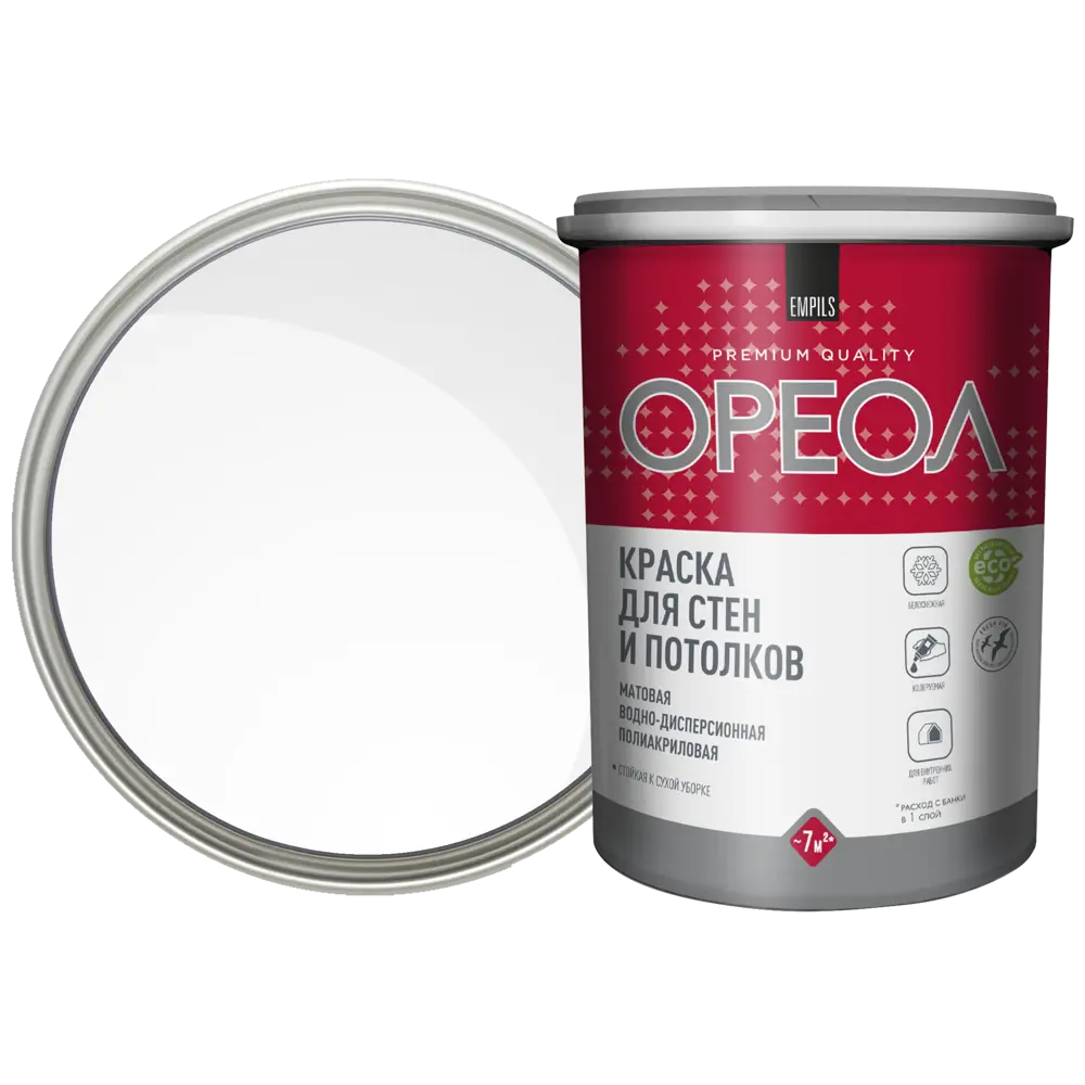 Краска для стен и потолков Ореол матовая цвет белый 1.3 кг STLM-2030929