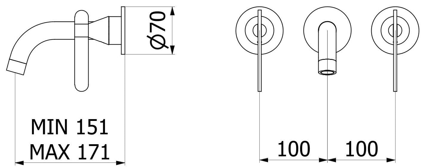 Настенный смеситель для раковины с автоматическим сливом IB Soho ARCH-00111342 - Вид №3