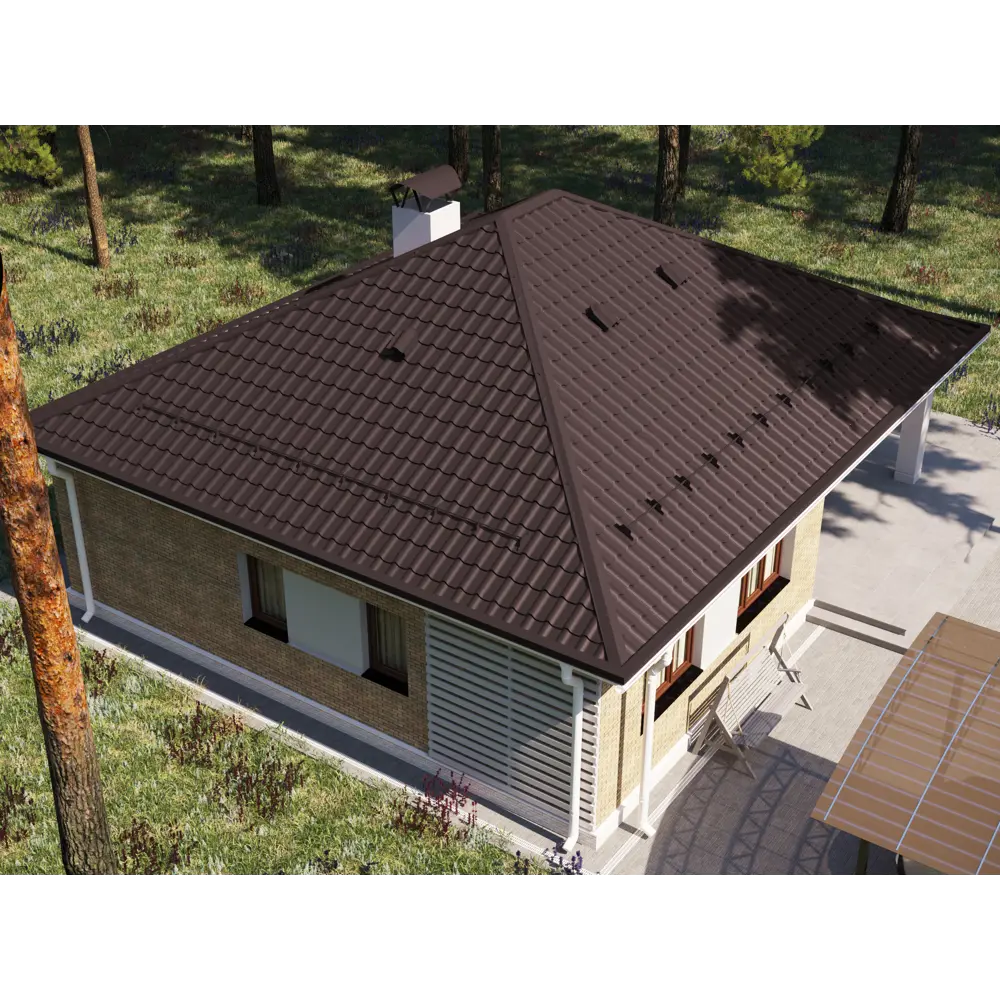 Металлочерепица 0.5 мм ГОСТ 3600x1180 мм RAL 8017 коричневый Grand Line STLM-2082562 - Вид №4