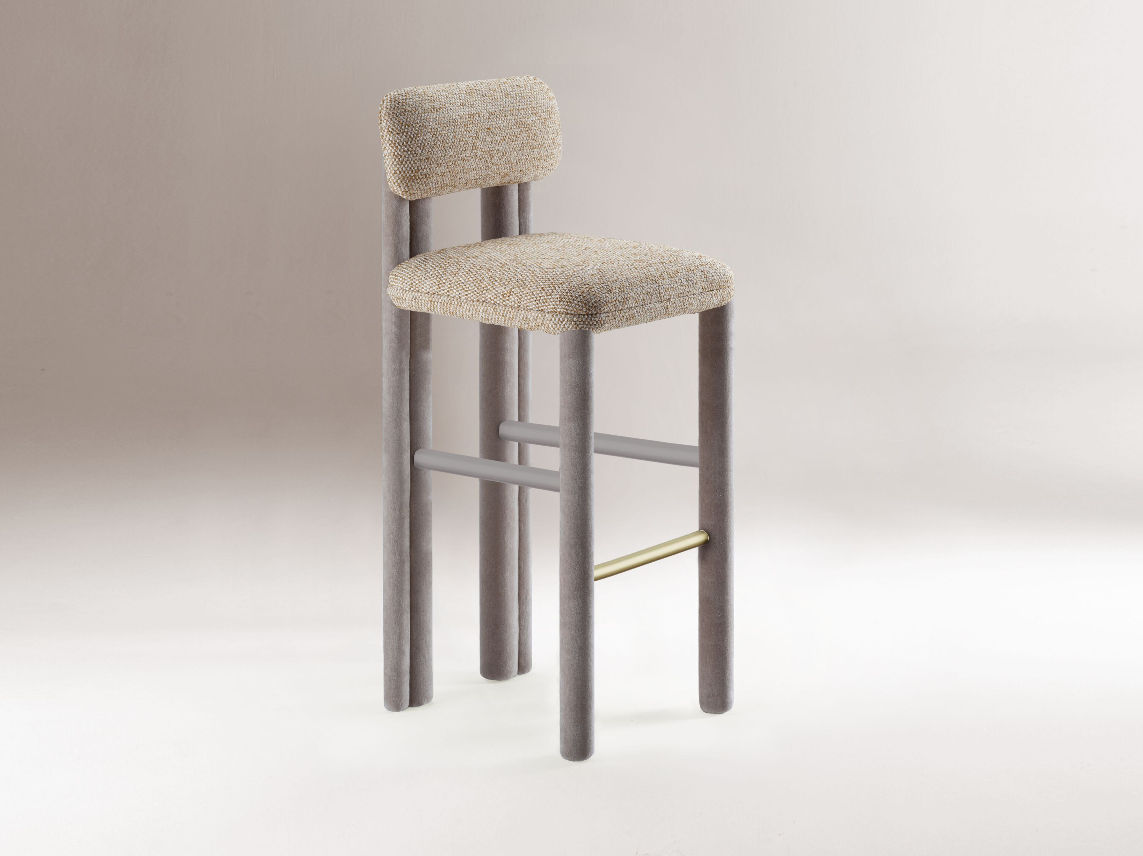 Тканевый мягкий барный стул с подставкой для ног DOOQ Camelia ARCH-00070277