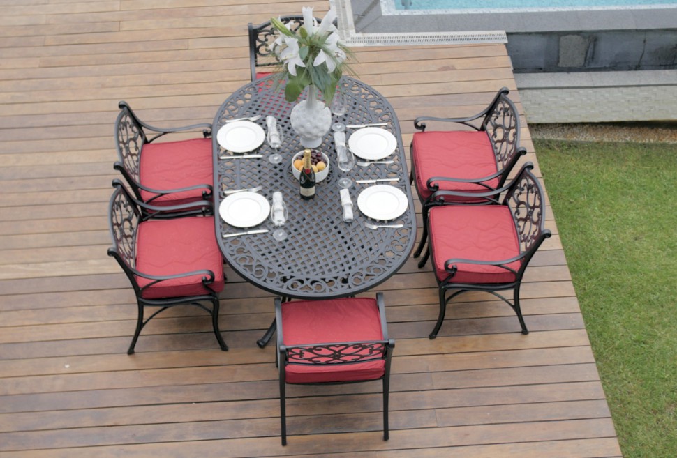 Обеденная группа металлическая черная с красным на 6 персон "Больцано" BESTA FIESTA MELLIFLUOUS 044707 Красный;черный  - Вид №2