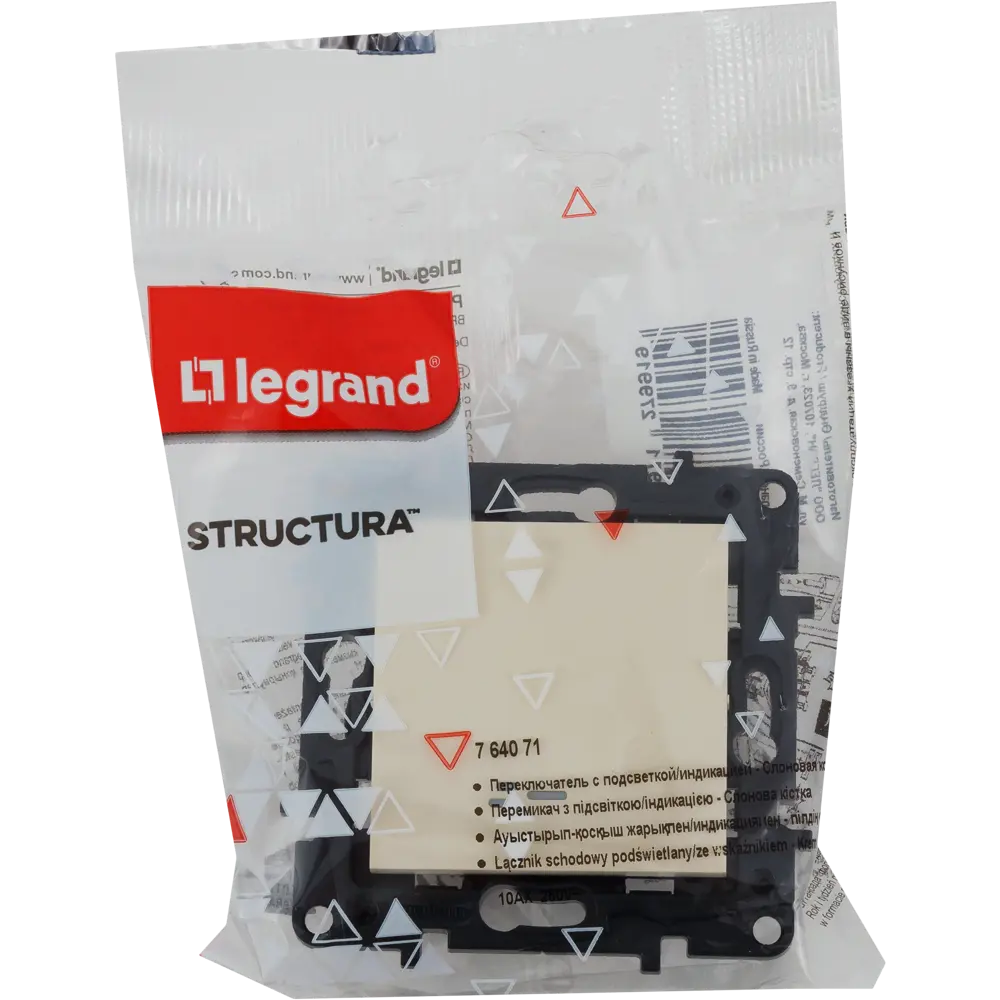 82064623 Переключатель встраиваемый Legrand Structura 1 клавиша с подсветкой, цвет слоновая кость STLM-0018613 - Вид №4