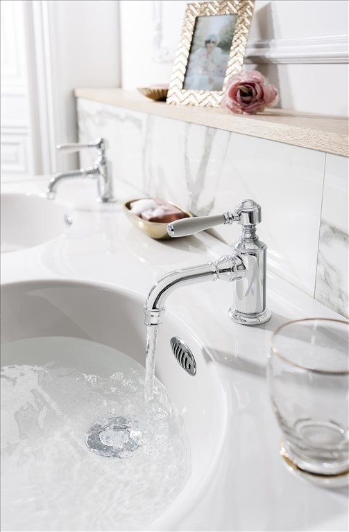 Смеситель однорычажный для раковины, 1 отв, ручка - левер белая, хром [ARC12 CHR + ARC65 CHR] Arcade Burlington ARC12 CHR, ARC65 CHR - Вид №4