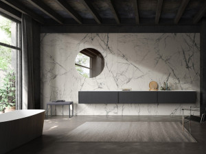 Подвесной шкаф для раковины из дуба со встроенной раковиной