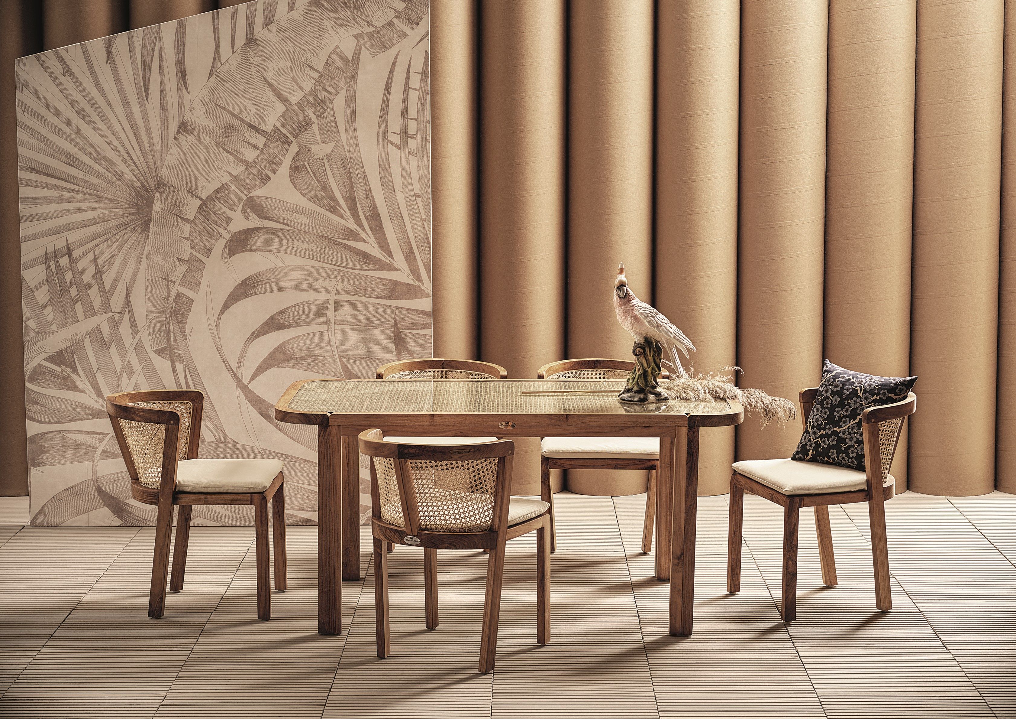 Деревянный и стеклянный прямоугольный садовый стол Il Giardino di Legno ARCH-00146757 - Вид №1