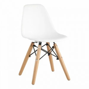 Стул со спинкой белый с деревянными ножками Eames Small EAMES ДИЗАЙНЕРСКИЕ, EAMES DSW ДЕТСКИЙ 00-3881996 Белый