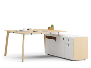 Деревянный прямоугольный рабочий стол с ящиками