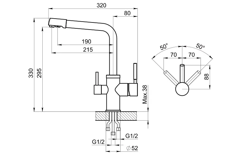 2015, АЛЮМИНИУМ, СМЕСИТЕЛЬ КУХОННЫЙ GRANULA 2015-ST76 - Вид №2