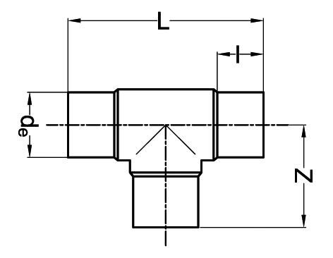 SANIT 302514517 Тройник 90 °, PE 100, SDR 11, длинный  - Вид №1