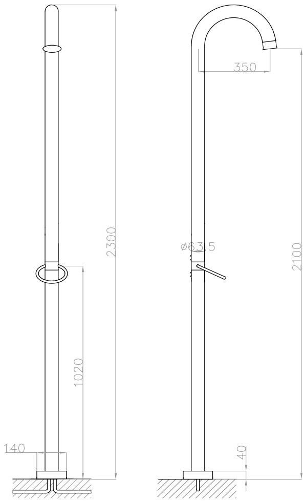 JEE-O Душевая стойка напольная из нержавеющей стали Original 100-6100/01-001-0365 - Вид №3