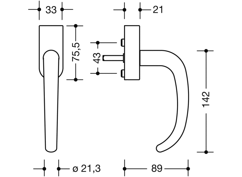 170XAFGA.3 оконная ручка HEWI Serie 170 | Edelstahl  - Вид №1
