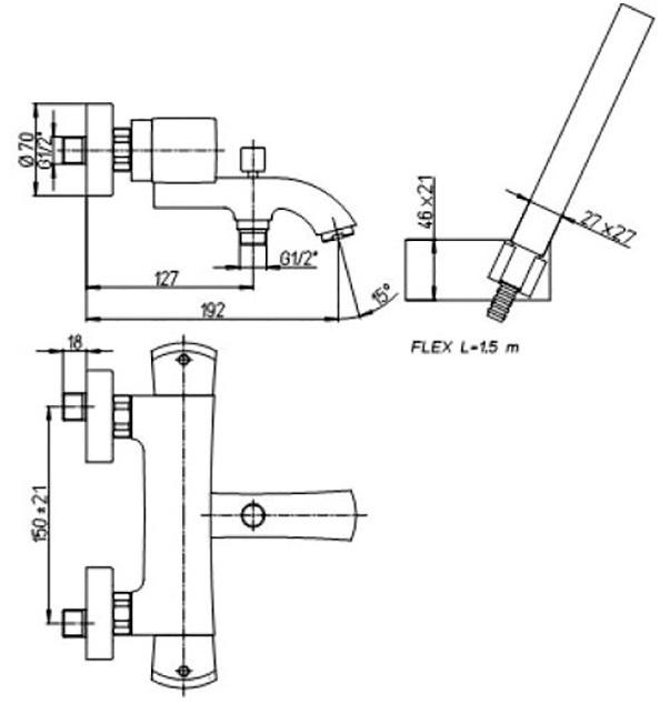 Paini Lady 89BY105TH смеситель для ванны с аксессуаром - Вид №2