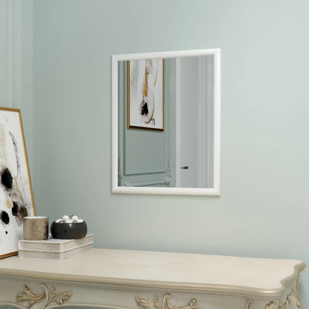 Зеркало декоративное Континент Слим прямоугольник 50x40 см мдф цвет белый CONTINENT Зеркала эконом, рамы, включая плитку STLM-2020691 - Вид №4