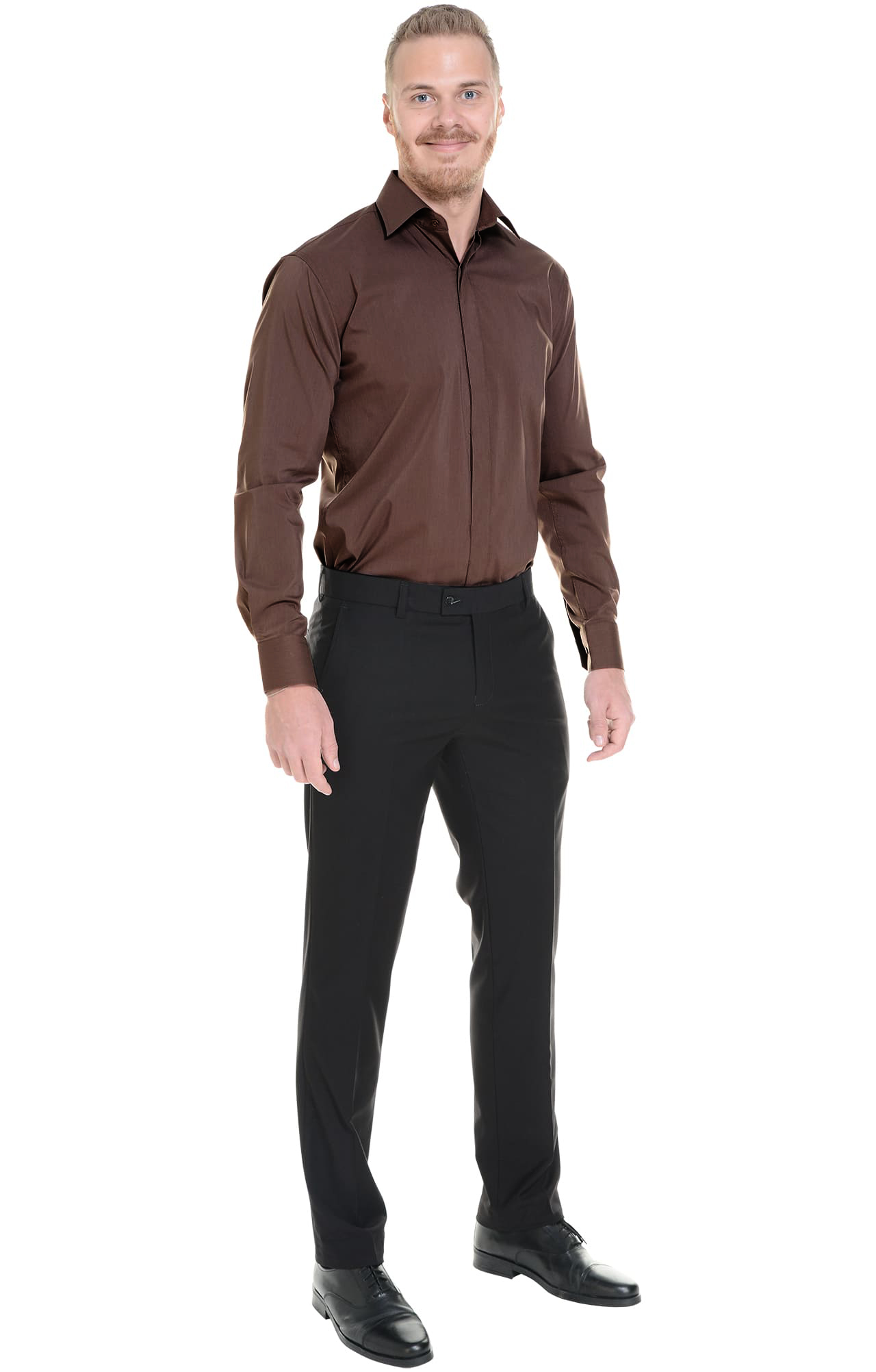 62453 Рубашка мужская  chocolate El-Risto  Корпоративная одежда  размер 41/176-182  - Вид №5
