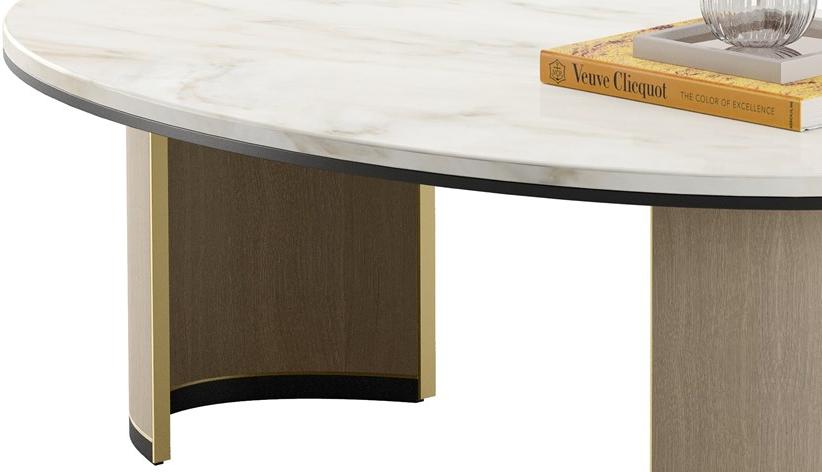 FRATO Овальный журнальный столик из дерева и камня  Ffu080028aaa  - Вид №2