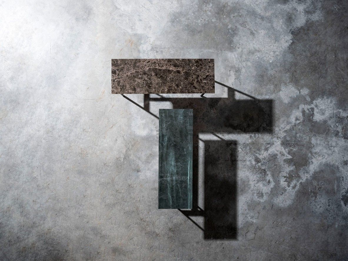 Прямоугольный стеклянный журнальный столик с мраморным эффектом Devina Nais TETRIS ARCH-00089338 - Вид №2