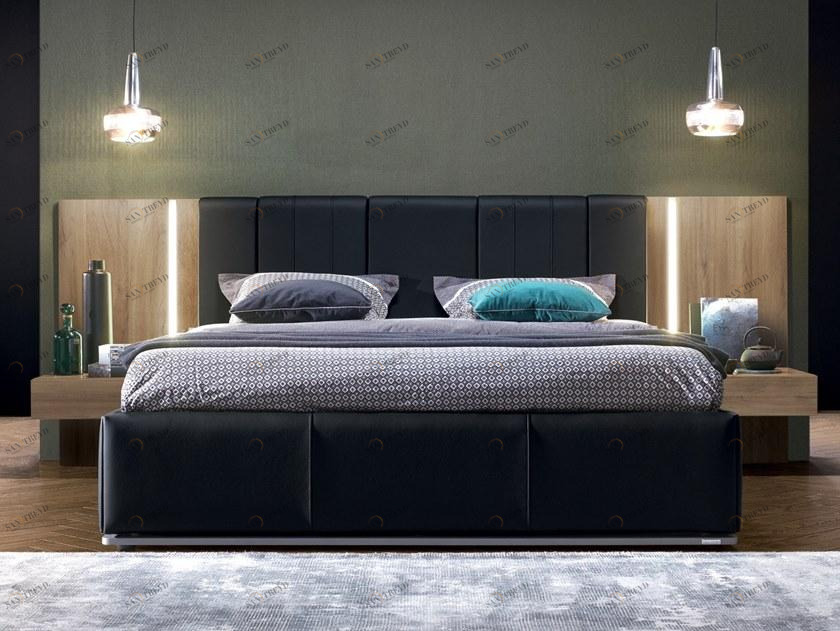 GAUTIER Кровать из экокожи со встроенными прикроватными тумбочками sun-id-1413647