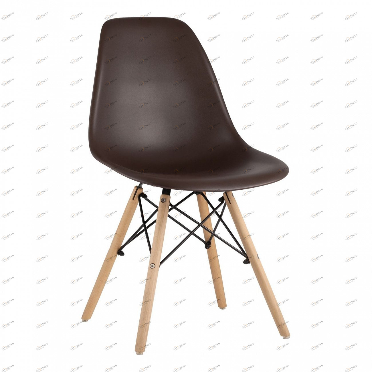 Стул со спинкой коричневый с деревянными ножками Eames EAMES ДИЗАЙНЕРСКИЕ, EAMES DSW 00-3882013 Коричневый 