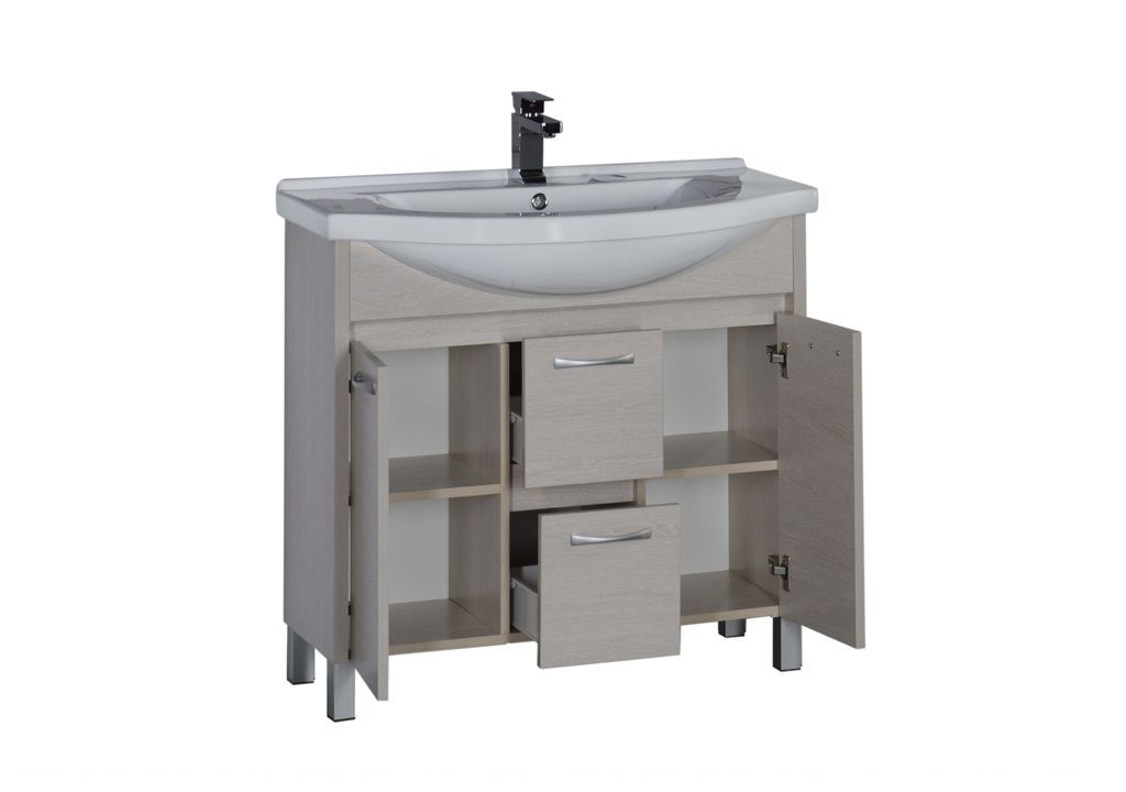 Тумба с раковиной Aquanet Донна 90 белый дуб 0016918100168865 - Вид №2