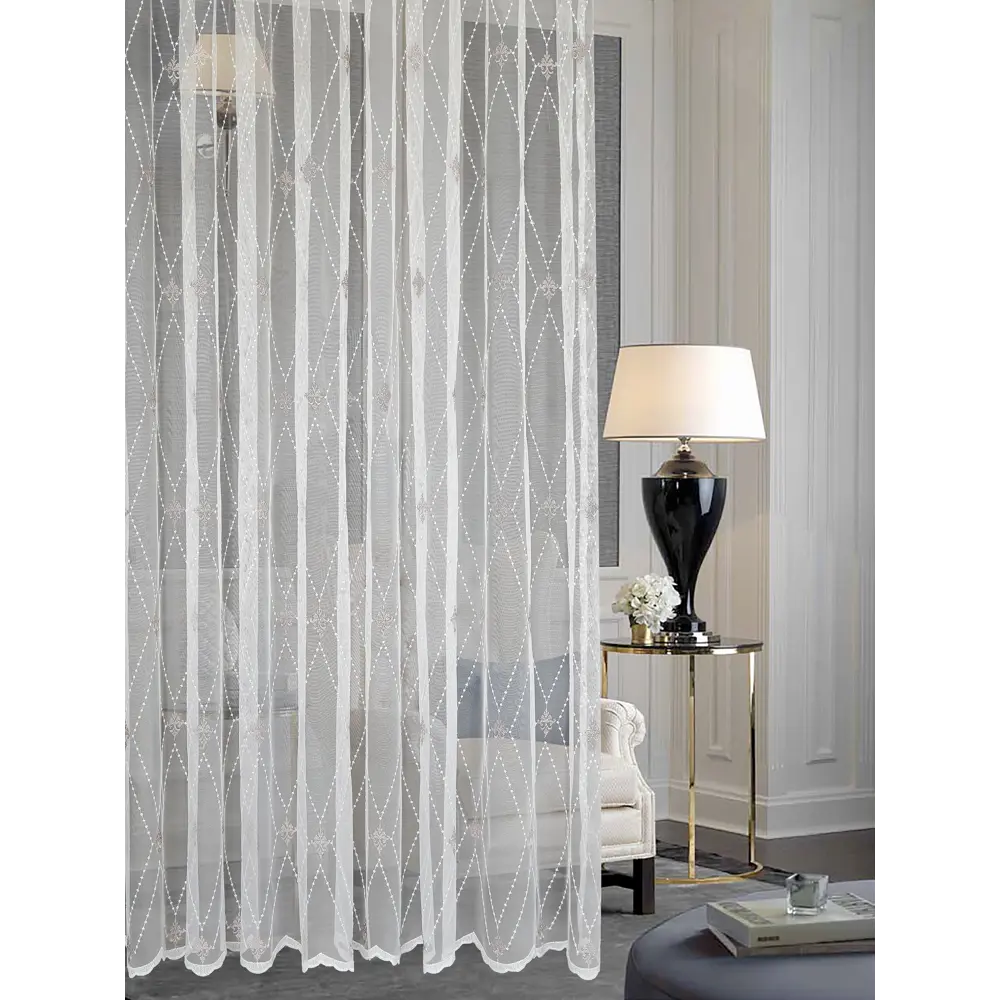 Тюль на ленте Сиена 250x260 см цвет бело-серебристый MIAMOZA STLM-2009328 - Вид №2