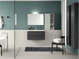 Деревянный шкаф для умывальника с интегрированной раковиной с навесным шкафом