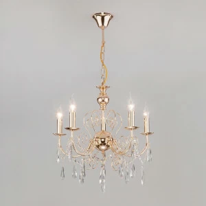 Подвесная люстра Eurosvet Wispa 10094/5 золото/прозрачный хрусталь Strotskis EUROSVET WISPA 279366 Золотой