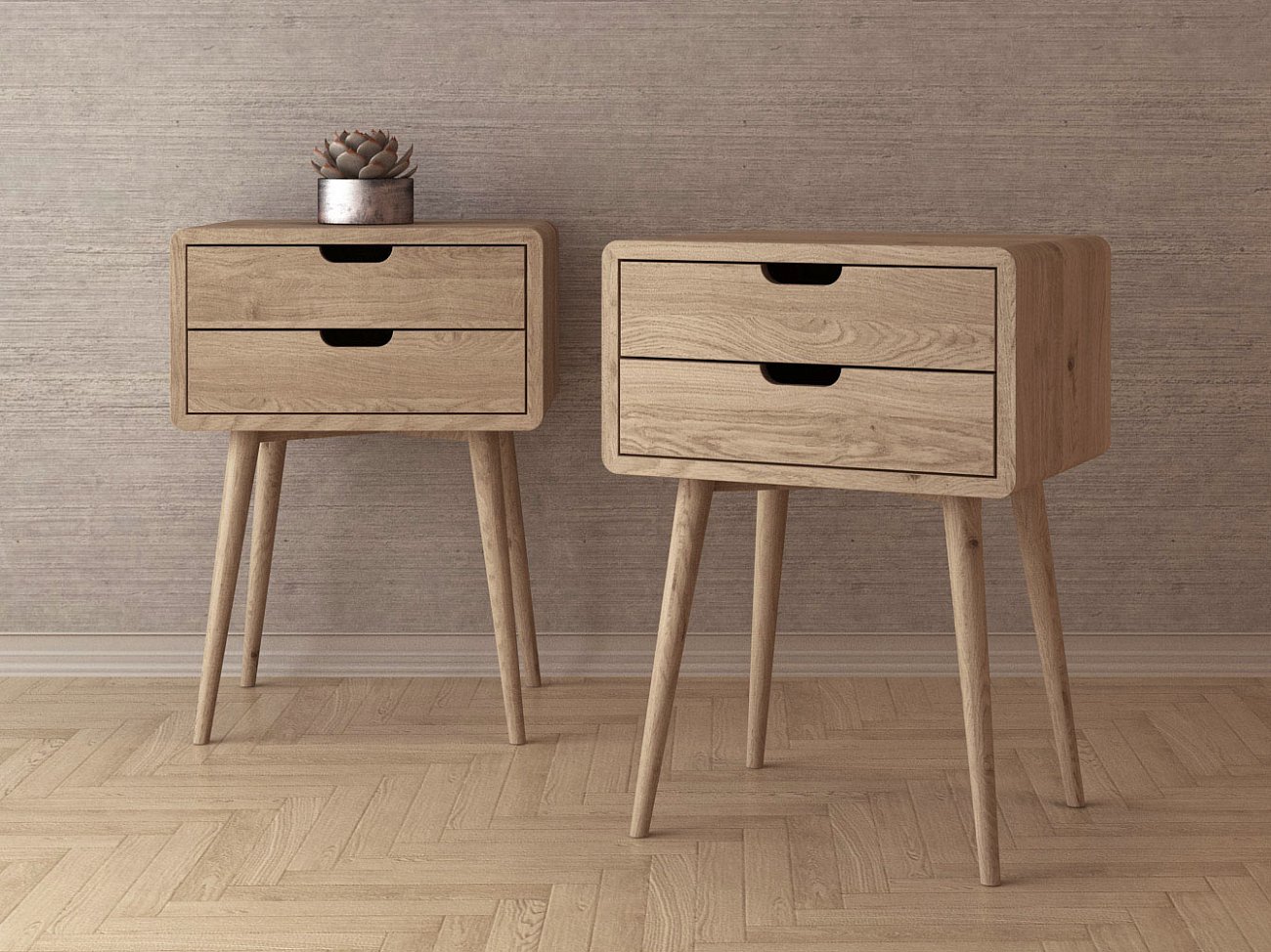 Тумбочка деревянная с 2 ящиками Jackson FURNITERA JACKSON 120314 Бежевый;дуб сонома  - Вид №2