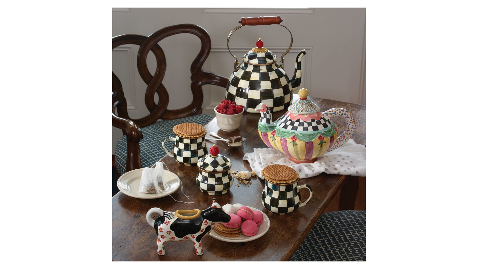 10654484 Mackenzie-Childs Чайник 3л Courtly Check Сталь  - Вид №2