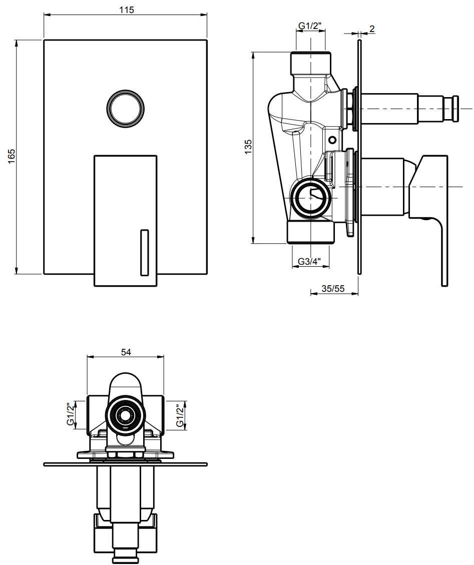 Rubinetterie Frattini Смеситель для душа однорычажный встраиваемый Vita sun-id-1411568 - Вид №5