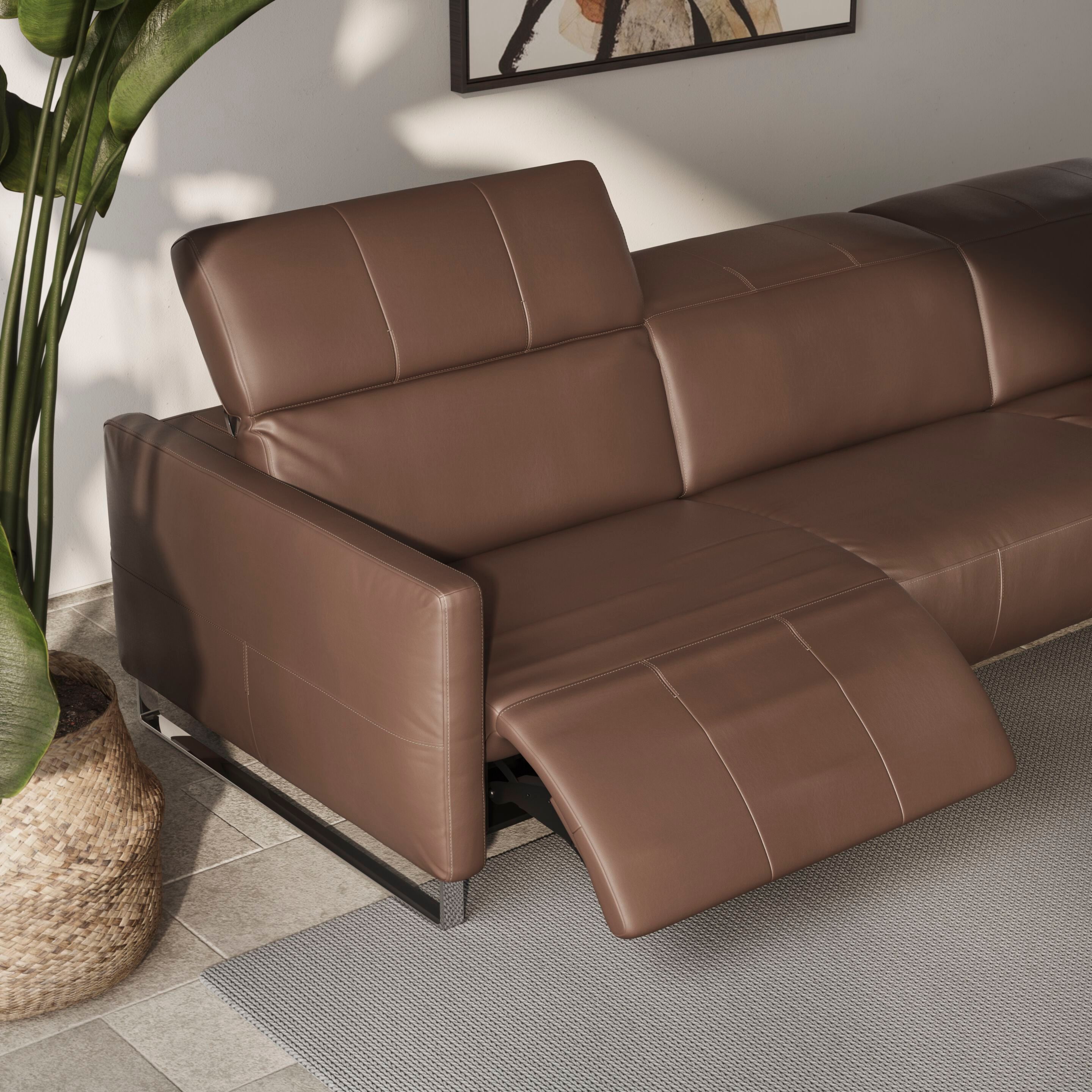 Кожаный диван-кровать с подголовником и подставкой для ног Natuzzi Italia Sophy ARCH-00047916 - Вид №4