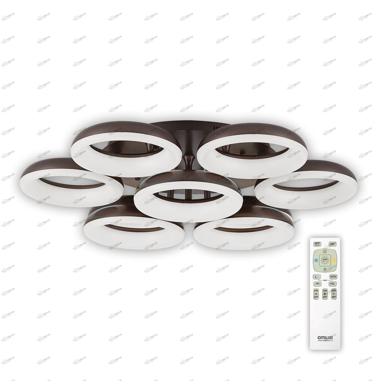 Потолочная светодиодная люстра Citilux Паркер Кофе CL225195R CITILUX ДИЗАЙНЕРСКИЕ, ПАРКЕР КОФЕ 222769 Коричневый 