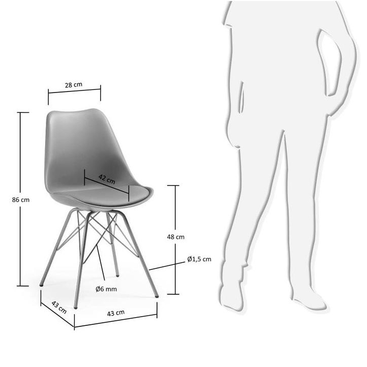 Стул Lars серый с металлическими ножками ткань серый от La Forma LA FORMA  147877 Серый  - Вид №3