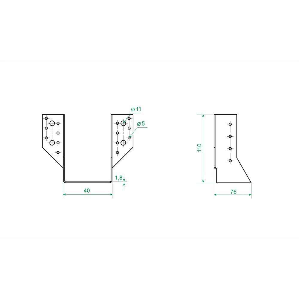 Santreyd Опора для балки раскрытая 40×110 мм для деревянных конструкций 84857895 STLM-0056291 - Вид №2