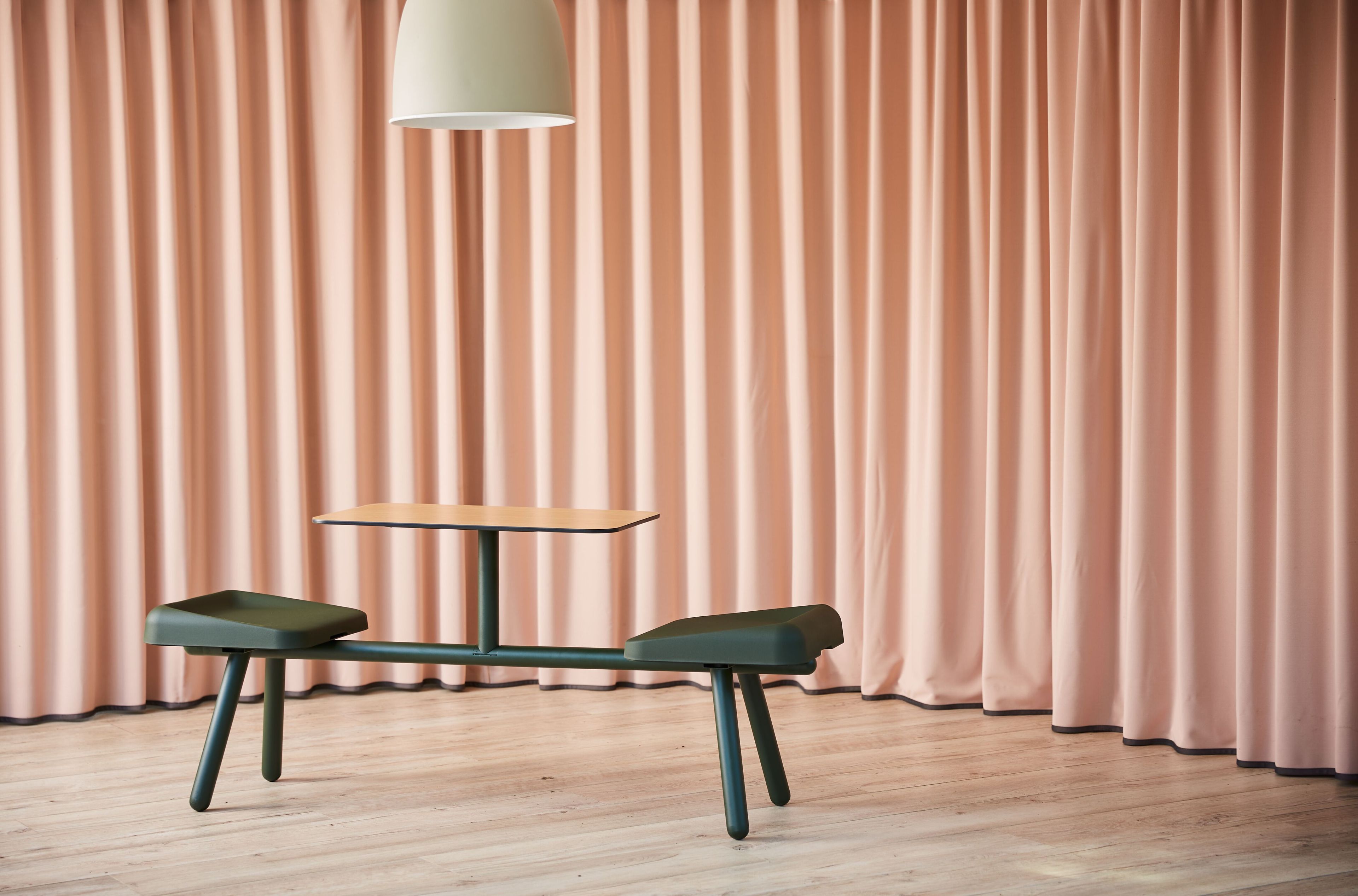 Polyurethane and wood monoblock canteen table with integrated seats Bõln Slim ARCH-00129228 - Вид №13