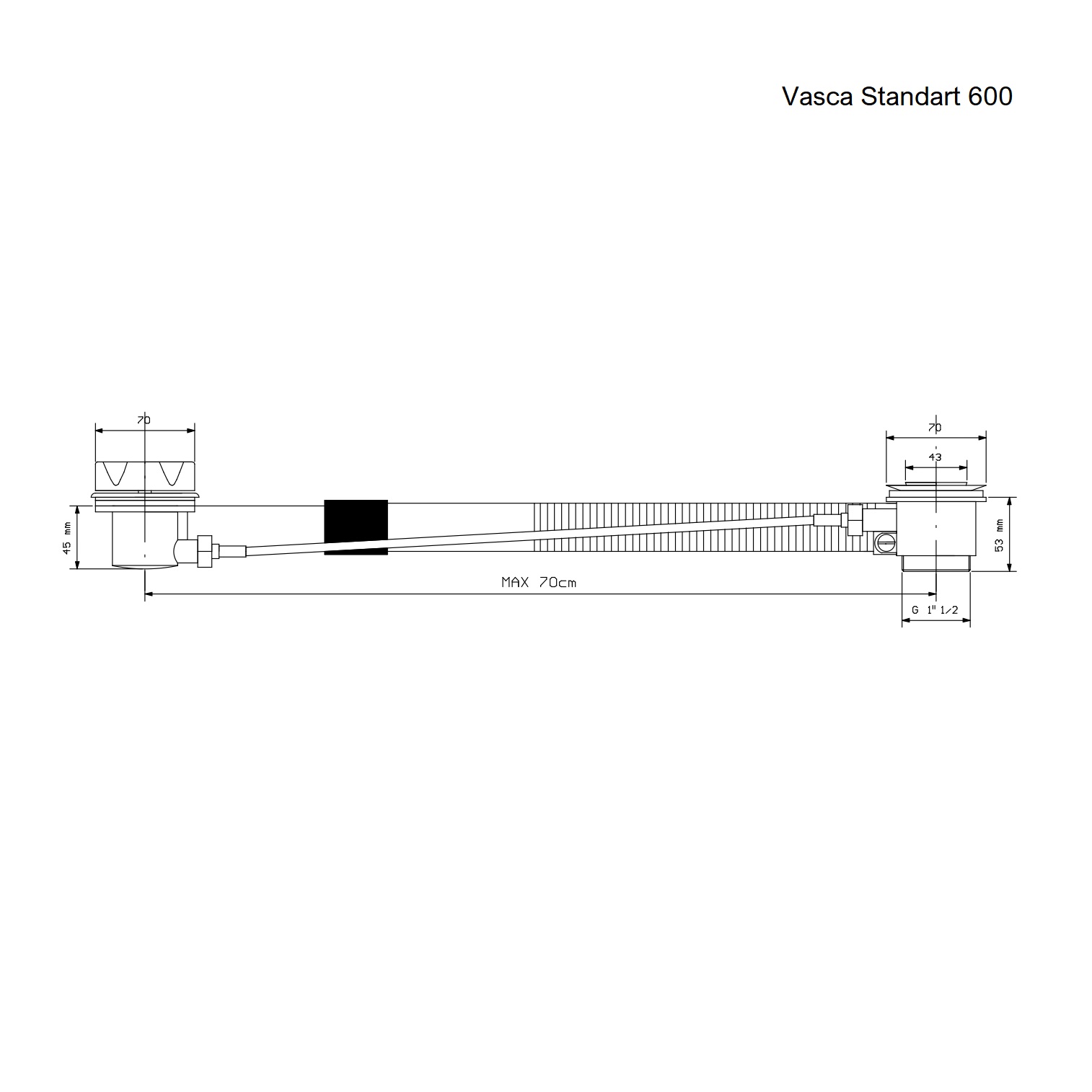 СЛИВ-ПЕРЕЛИВ, СИФОН VASCA STANDART 400/600 RECOR sun-id-1718085 - Вид №3