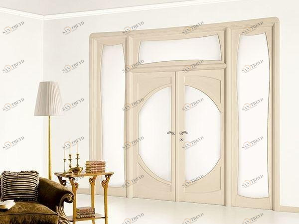 LEGNOFORM Дверь из лакированного массива дерева с фрамугой и светлыми сторонами Liberty sun-id-1425290