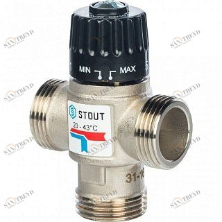 Термостатический смесительный клапан 1" STOUT НР 20-43°С 1,6 KV SVM0020164325